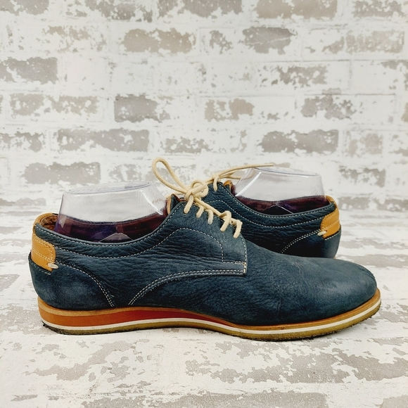 Johnston & Murphy Ashby Plain Toe Navy Tumbled Nubuck Lace Up Oxfords W314 - Picture 7 of 11